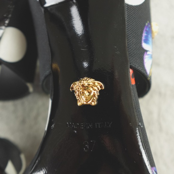 Versace x Dua Lipa Butterflies 95 mm Canvas Mules - Picture 11 of 14